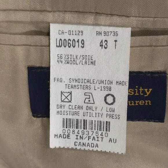 Vintage POLO UNIVERSITY RALPH LAUREN Sport Coat Blazer 43T SILK WOOL Canada - Picture 15 of 15